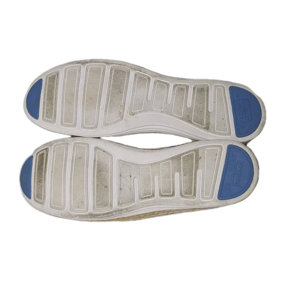 Cole Haan Ella Grand Striped Canvas Espadrille Womens Size 9B Flats Blue White